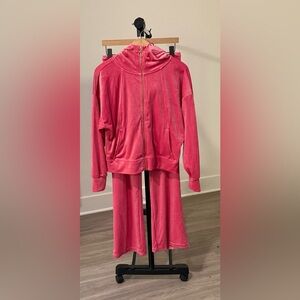 Truth Pink Velour Track Pants & Zip Hoodie Set
